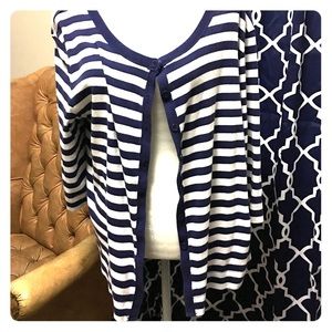 Navy and White Striped Cardigan
